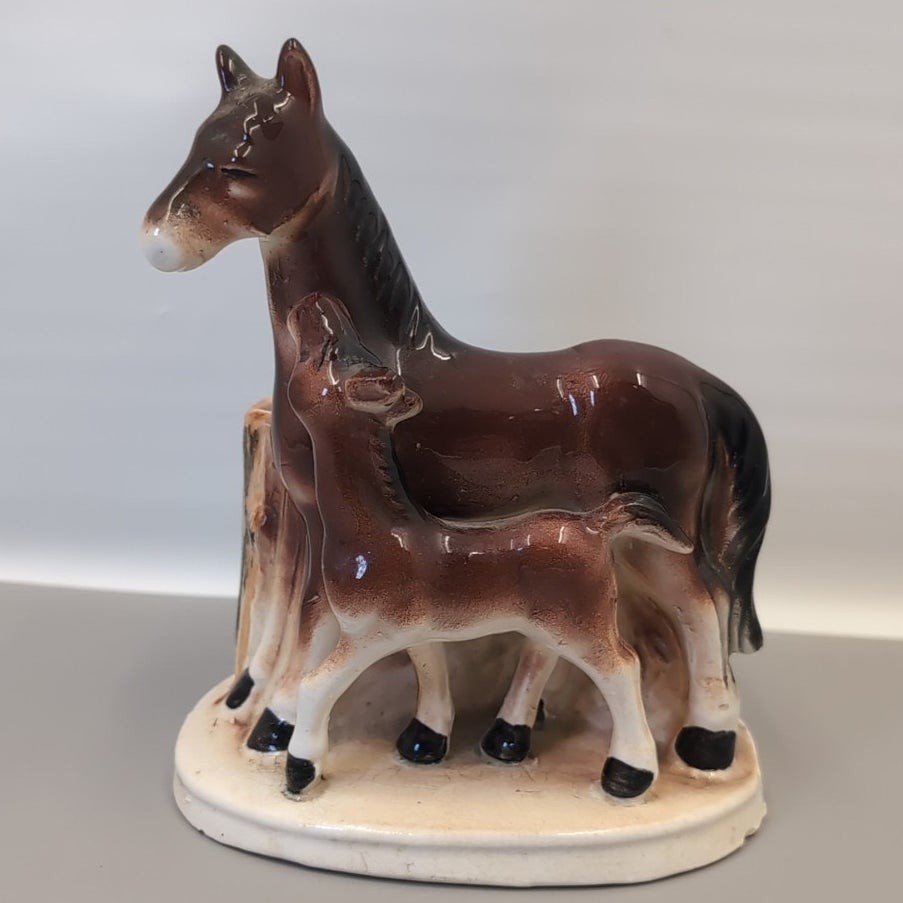 Vintage Horse Mare And Foal Ceramic Planter Figurine Made In Japan