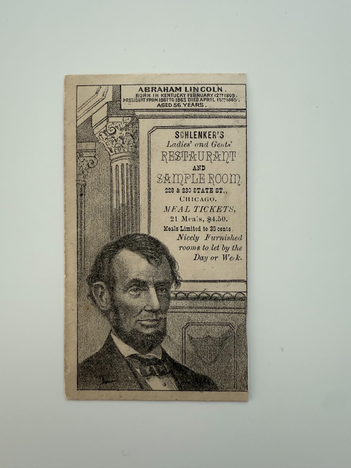 1880's HD2A Trade Card - President Abraham Lincoln 1880's HD2A Trade Card - President Abraham Lincoln