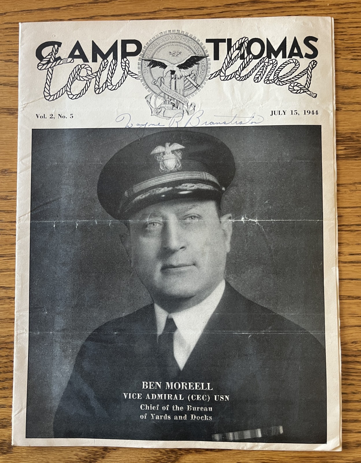 1944 Camp Thomas Tow Lines Camp Paper WWII Era