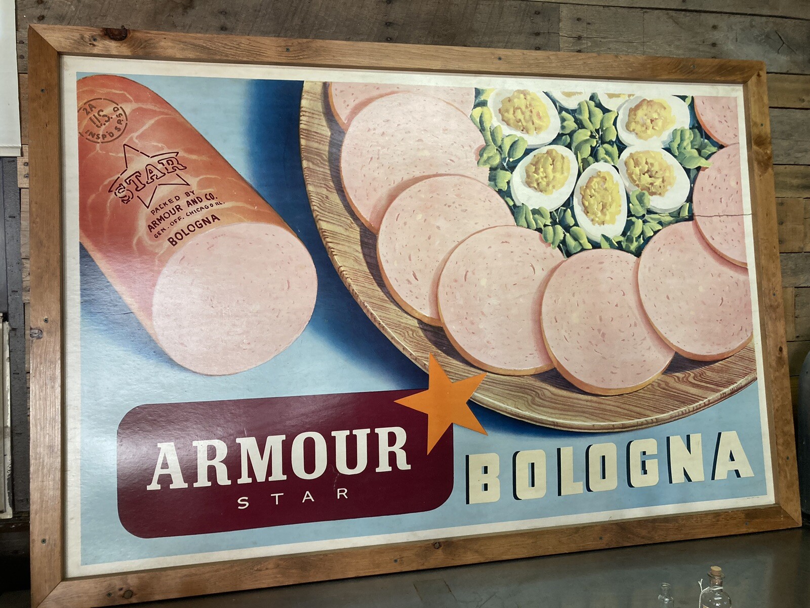 Armour Star Bologna Sign Huge 66”x45” Vintage Double Sided Armour Star Bologna Sign Huge 66”x45” Vintage Double Sided