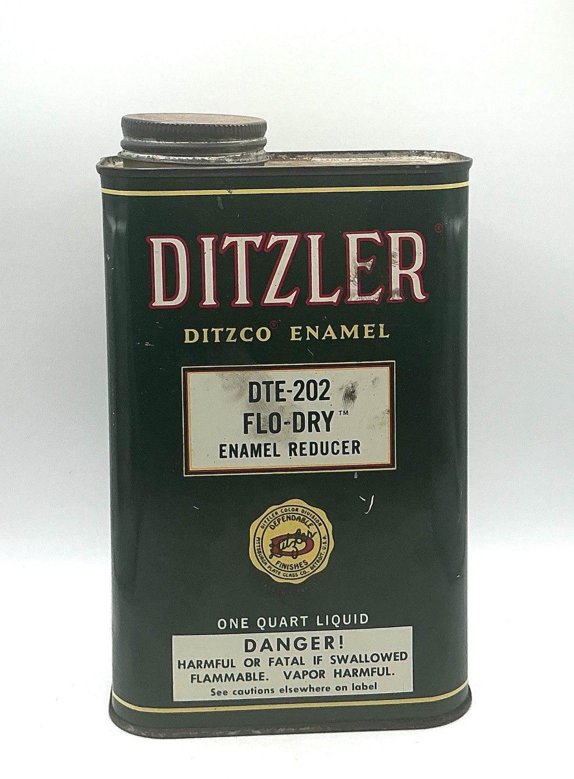 Dietzler DTZCO Enamel Reducer Metal Quart Can DTE-202 FLO-DRY 1950-60s Empty