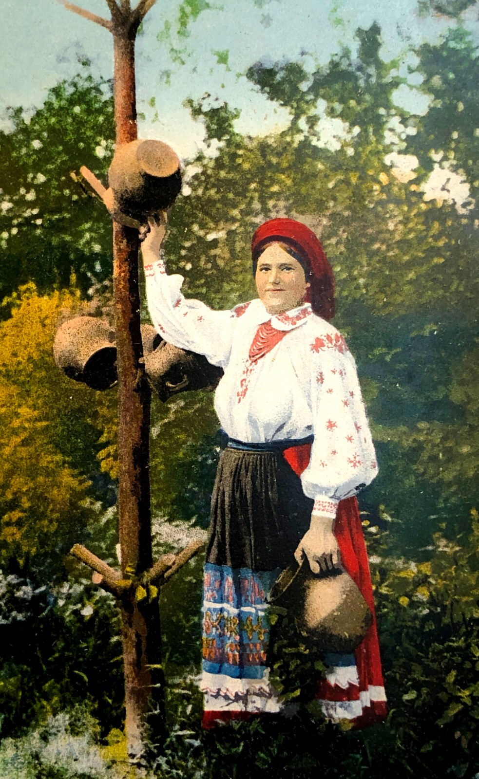 1900s Antique Postcard – Rare Ukrainian Young Mistress in Traditional Dress