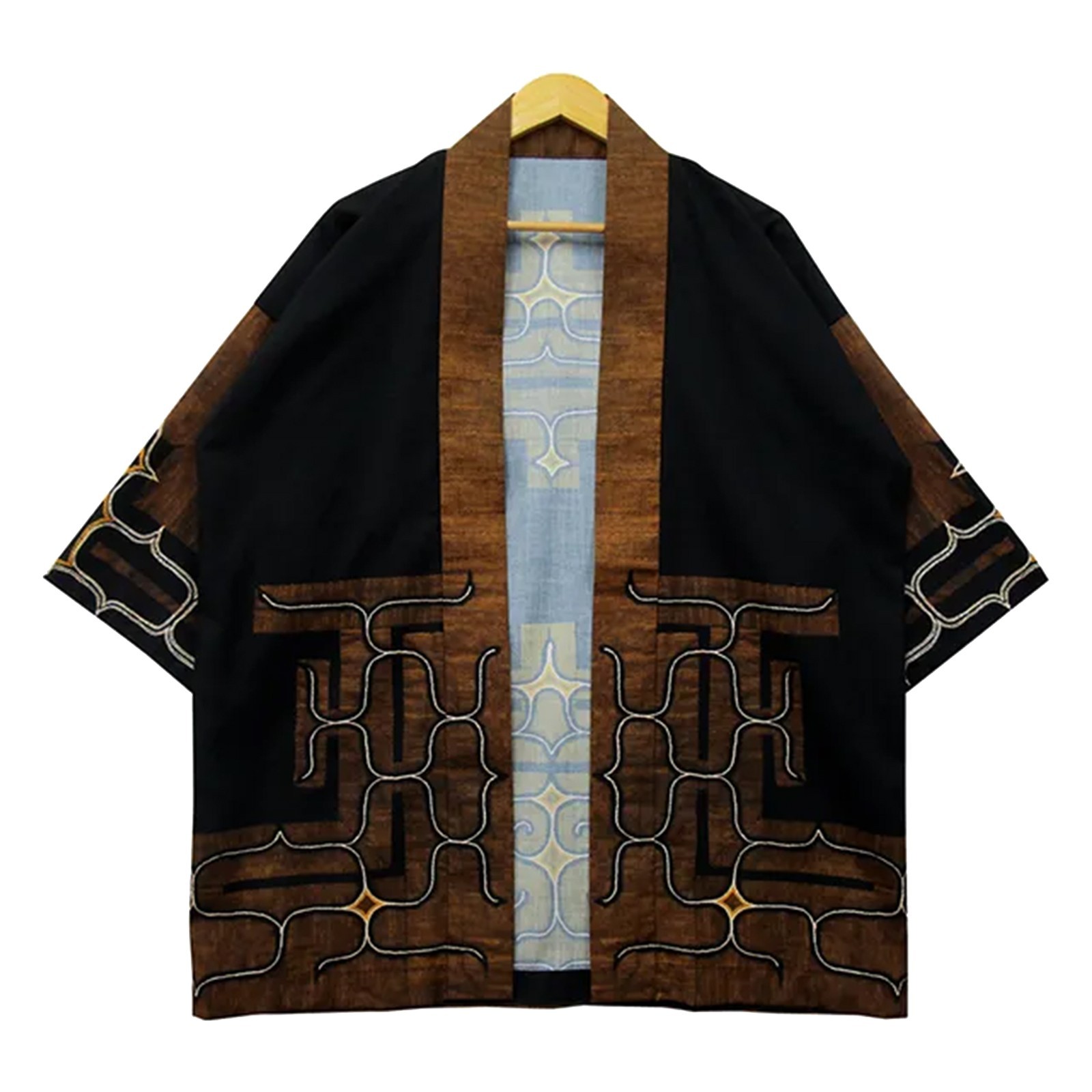 NIBUTANI AINU CRAFT Happi Japanese Traditional Jacket Coat Black Brown Japan New