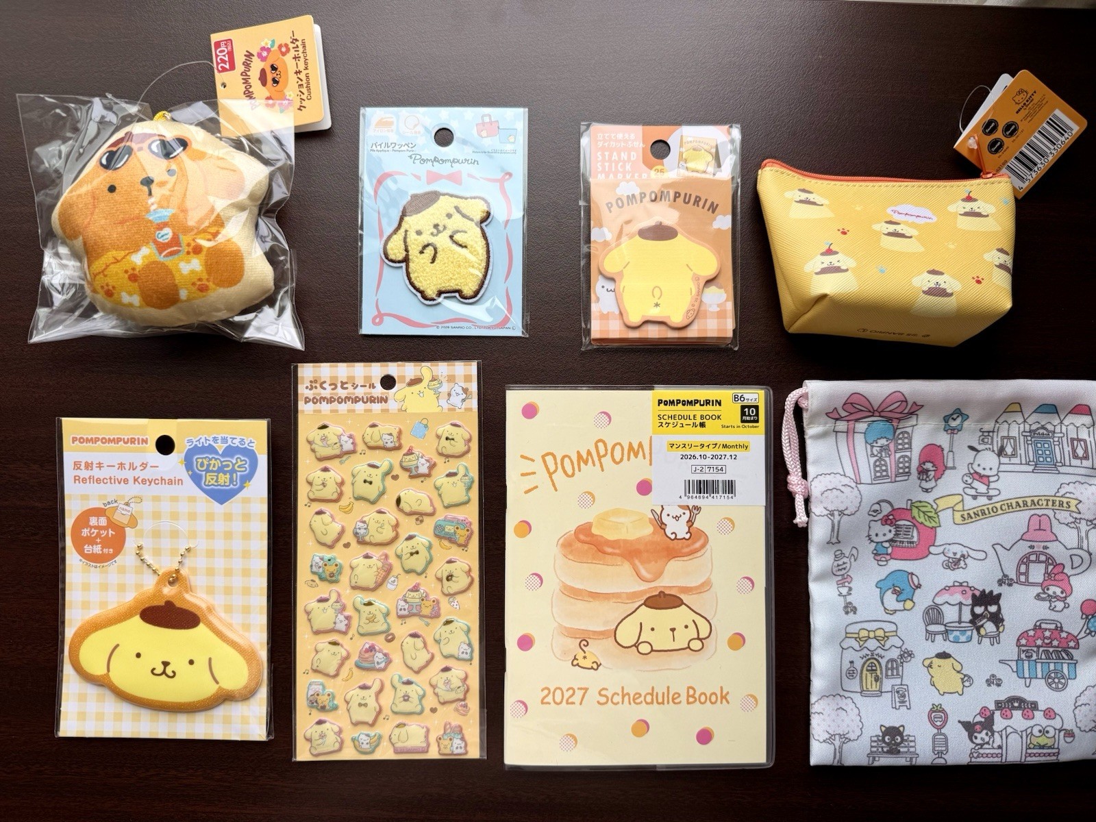Welcome 2027 Pom_pom_purin 8-Piece Cawaii Set - Sanrio/Daiso/Seria From Japan