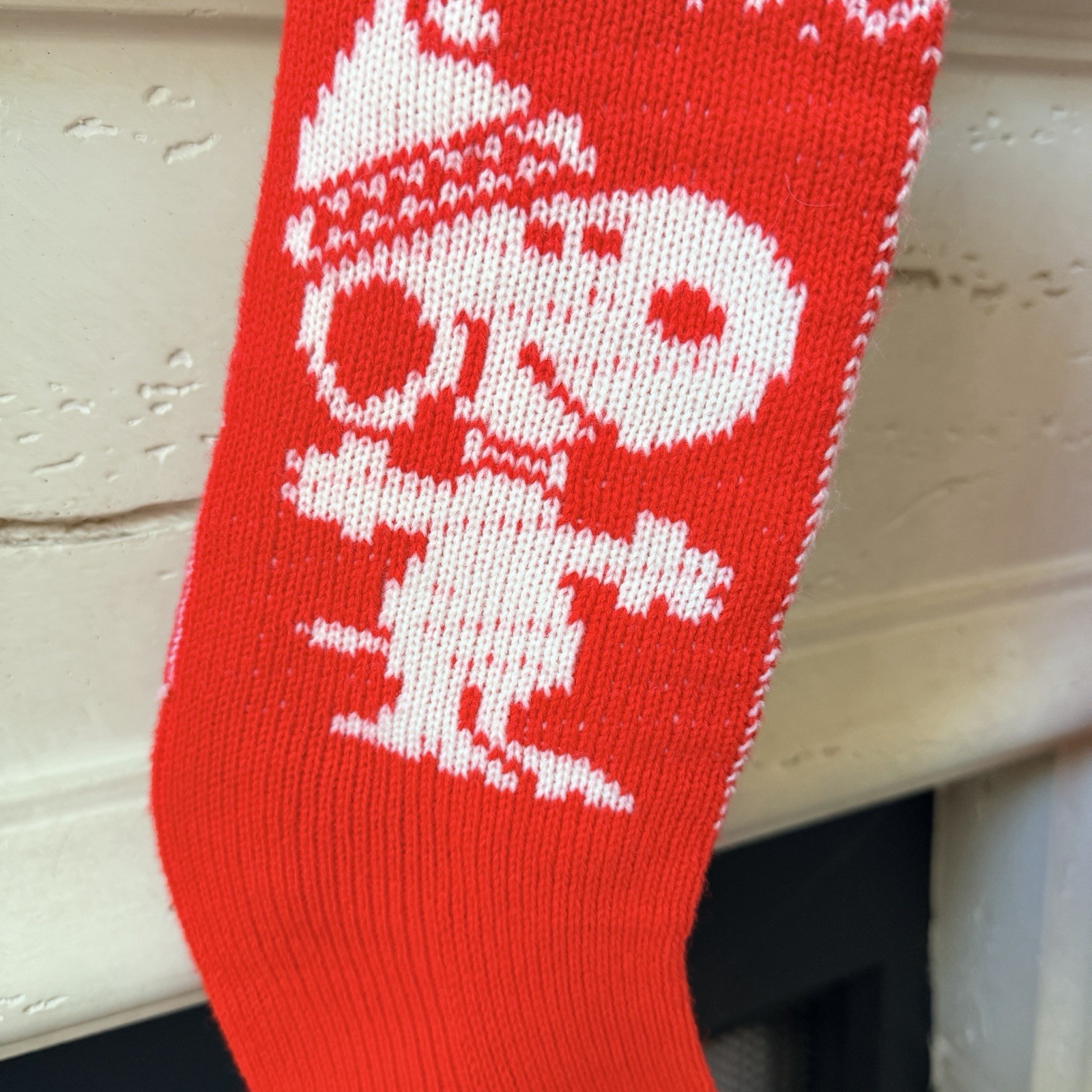 Vintage 1958 Hallmark Peanuts Snoopy Knit Christmas Stocking Red & White Pom Pom