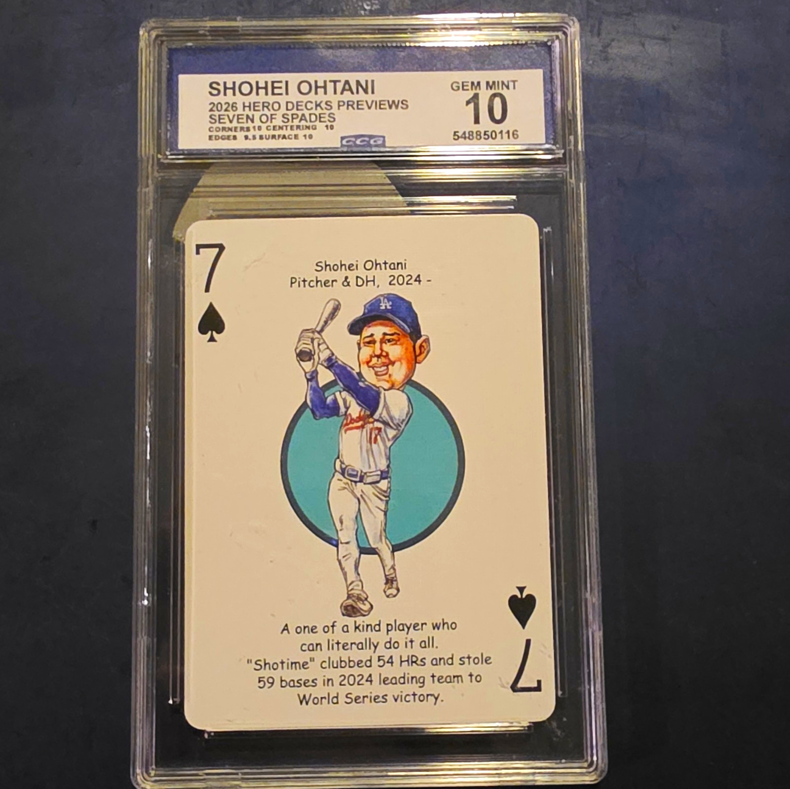 Hero Decks Shohei Ohtani Seven of Spades Playing Card CCG Grade 10