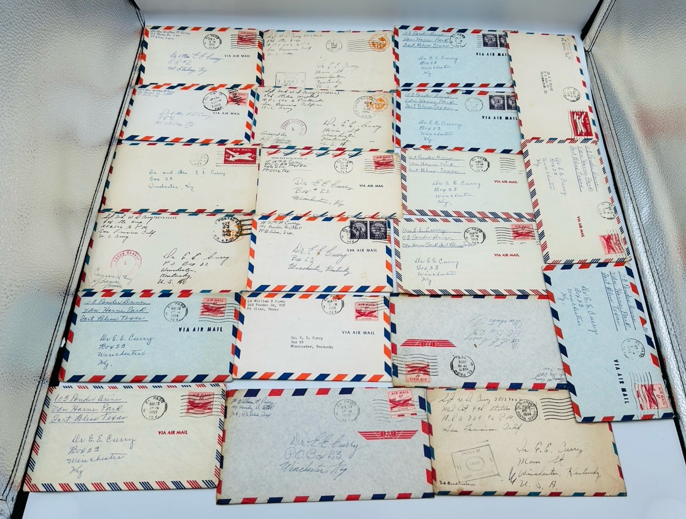Vintage WWII 1940s-50s Military Air Mail Letters Covers Fort Bliss Army Lot B39
