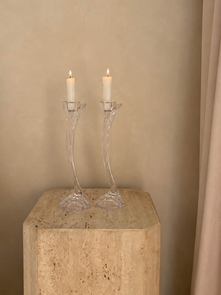 Vintage Twisted Crystal Candle Holders