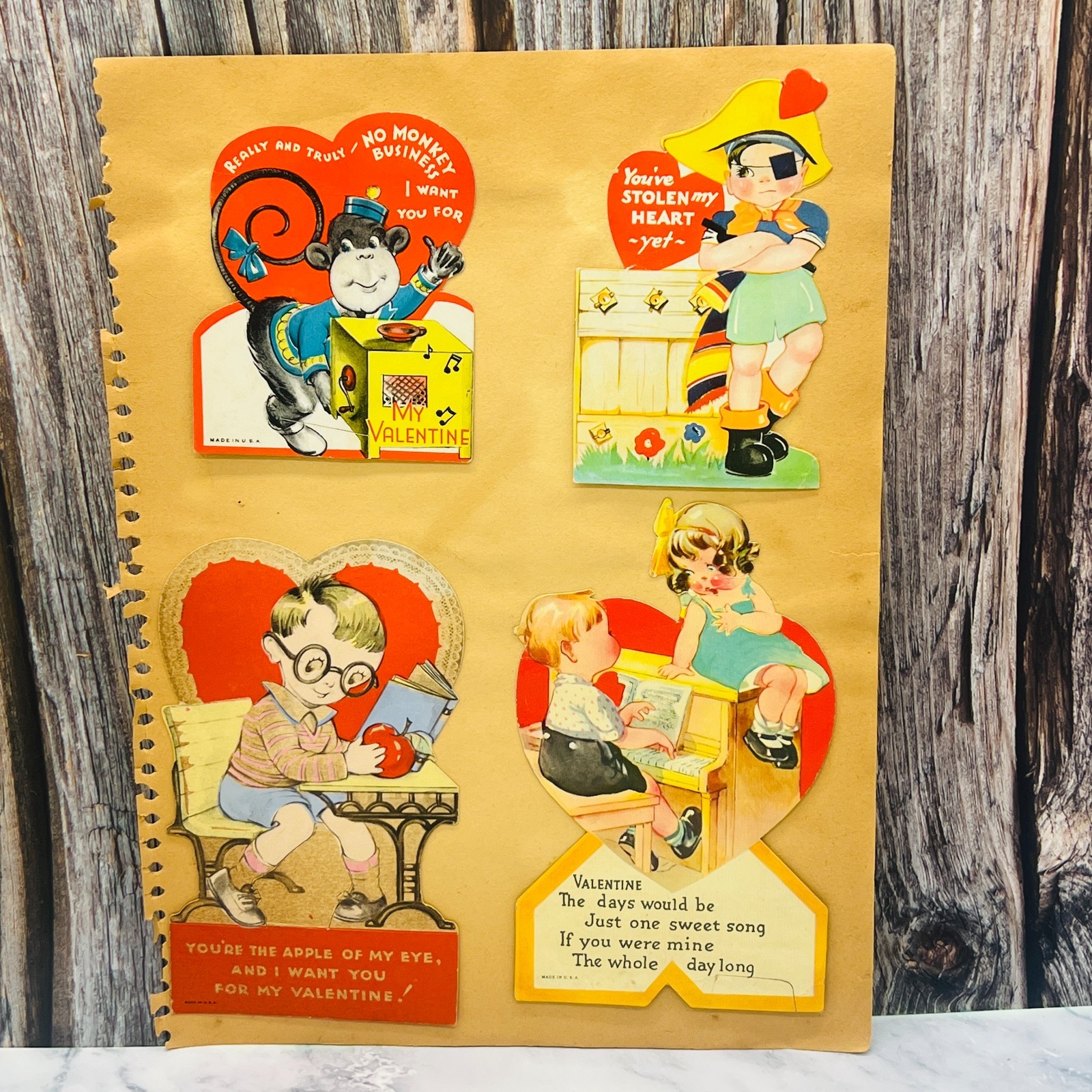 Antique Die Cut  Victorian Children Girls Valentine\'s Mechanical Sheet Lot of 8❤