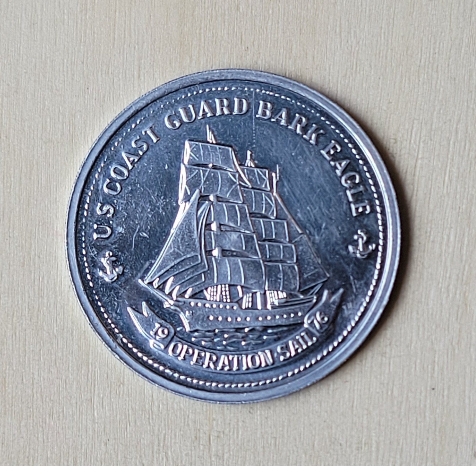 US Coast Guard Academy Bark Eagle 1876-1976 Centennial Operation Sail Medal