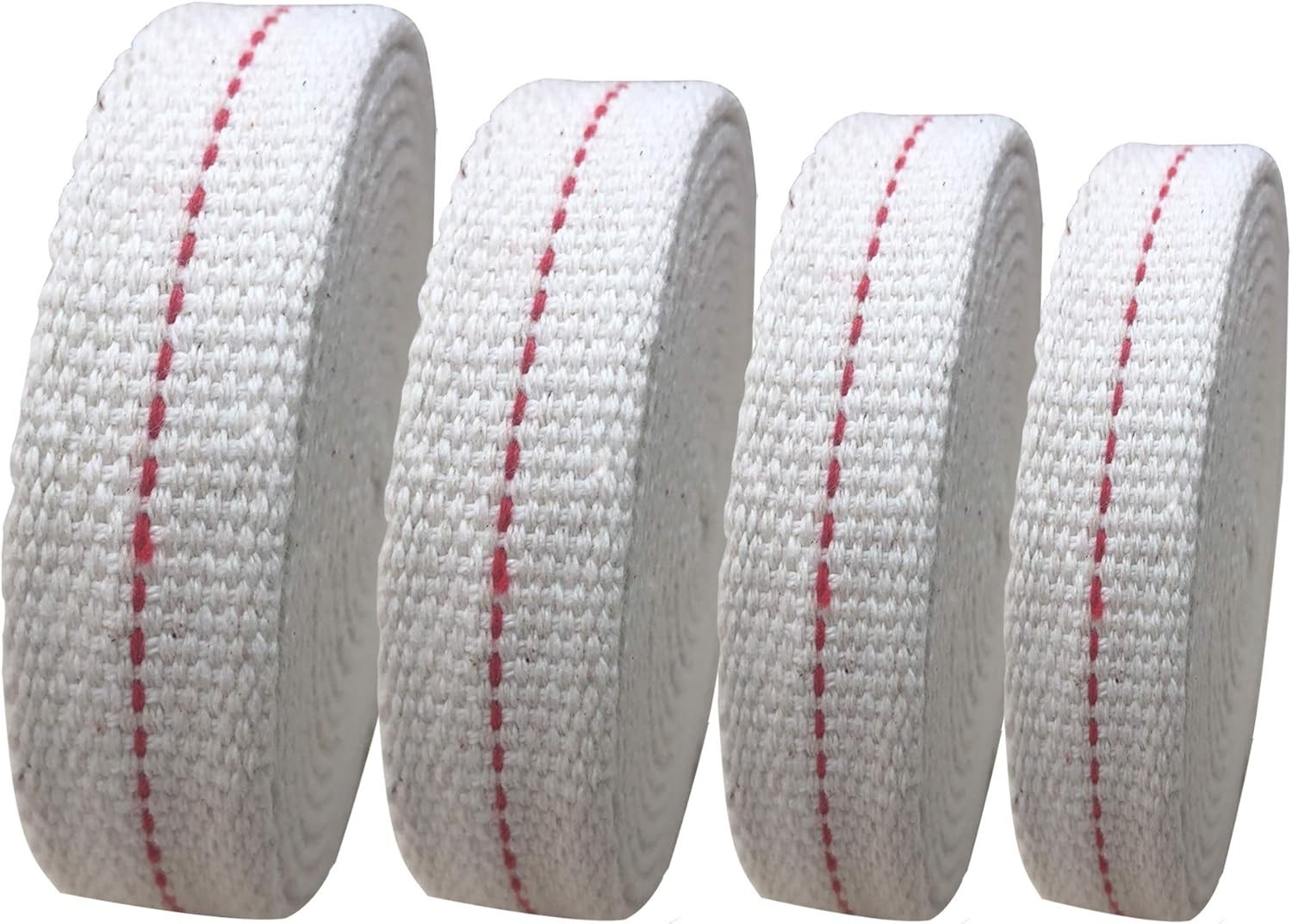 4 Rolls Oil Lamp Wick 1/2, 3/4, 7/8 Inch Flat Cotton Wick 6.5 Ft/roll Red Stitch 4 Rolls Oil Lamp Wick 1/2, 3/4, 7/8 Inch Flat Cotton Wick 6.5 Ft/roll Red Stitch