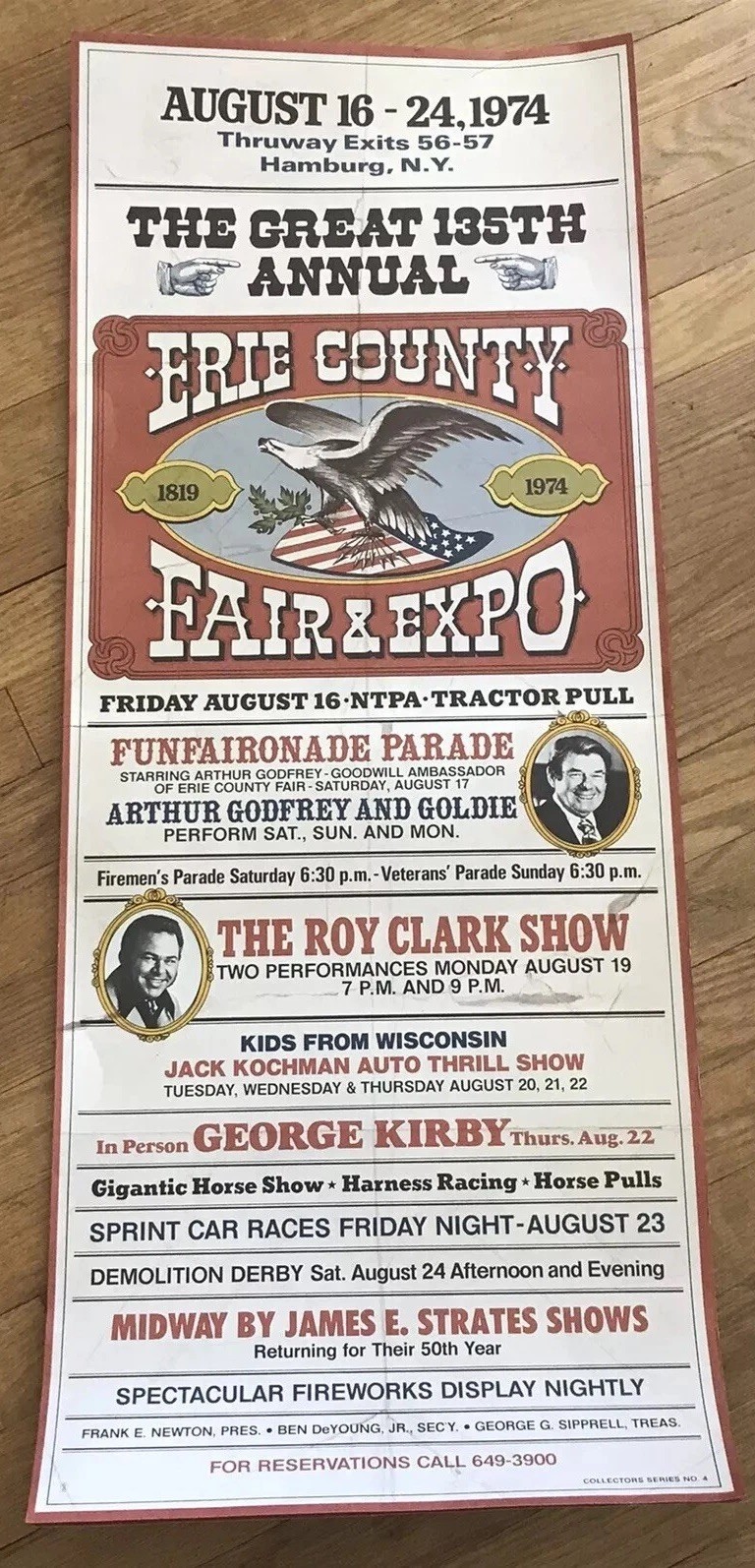 VTG ERIE COUNTY FAIR POSTER Aug 16-24 1974 HAMBURG NY ARTHUR GODFREY Large VTG ERIE COUNTY FAIR POSTER Aug 16-24 1974 HAMBURG NY ARTHUR GODFREY Large