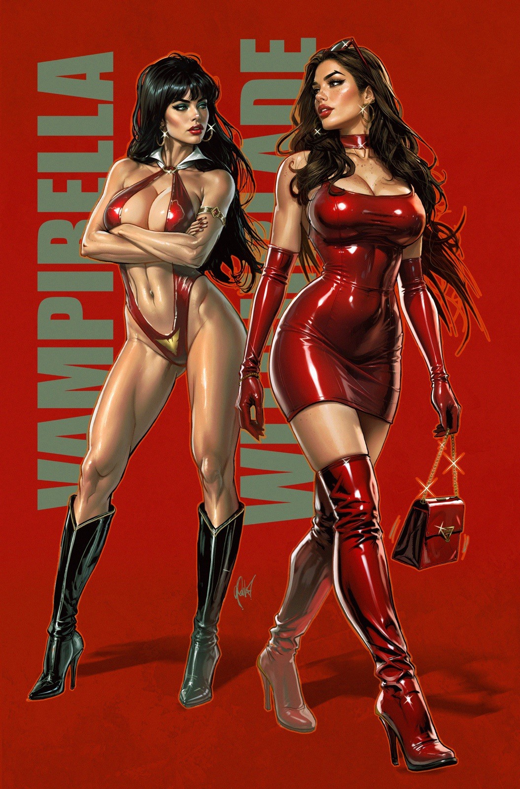 🔥🦇 WITCHBLADE VAMPIRELLA #1 CEDRIC POULAT 616 Virgin FOIL Variant C LTD 500 🔥🦇 WITCHBLADE VAMPIRELLA #1 CEDRIC POULAT 616 Virgin FOIL Variant C LTD 500