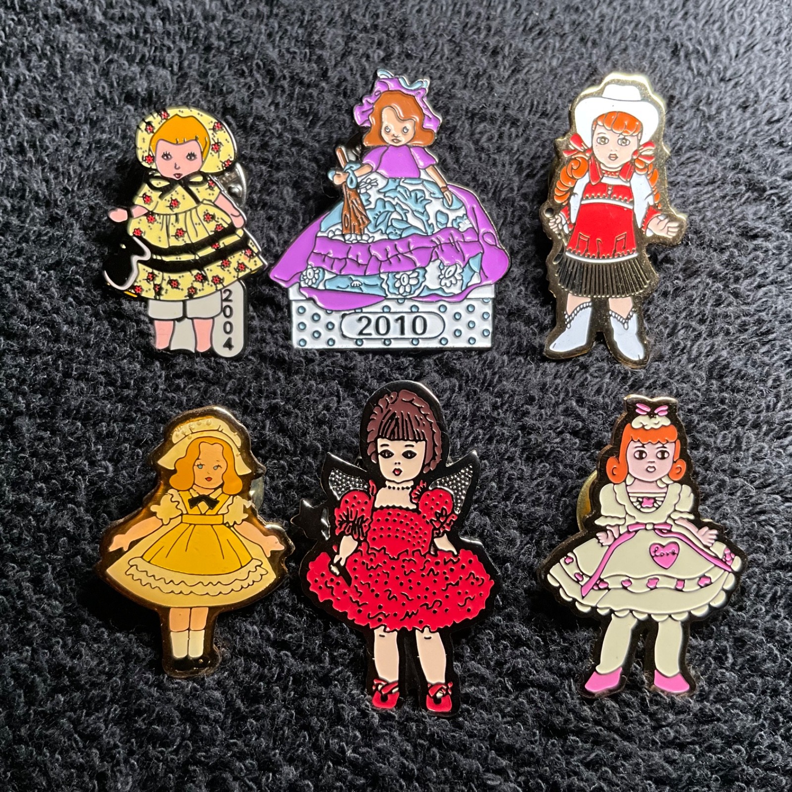 Lot of 6-Vtg Madame Alexander (MADC) & Other Enameled Doll Pins- 80s 90s 2000s