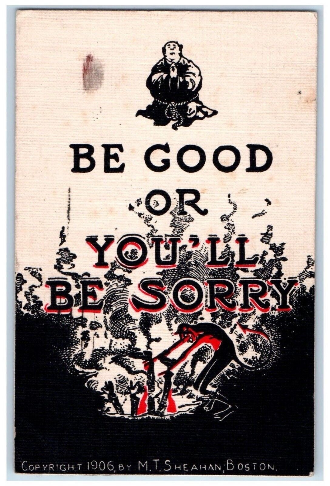 MT Sheahan Signed Postcard Devil Be Good OR You'll Be Sorry c1910's Antique MT Sheahan Signed Postcard Devil Be Good OR You'll Be Sorry c1910's Antique