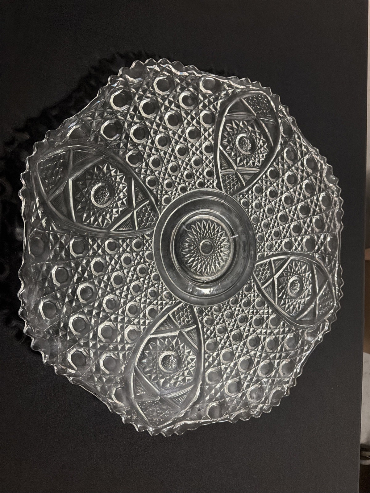 Vintage Smith Glass Daisy Button Clear Punch Underplate Discontinued 22 1/2\
