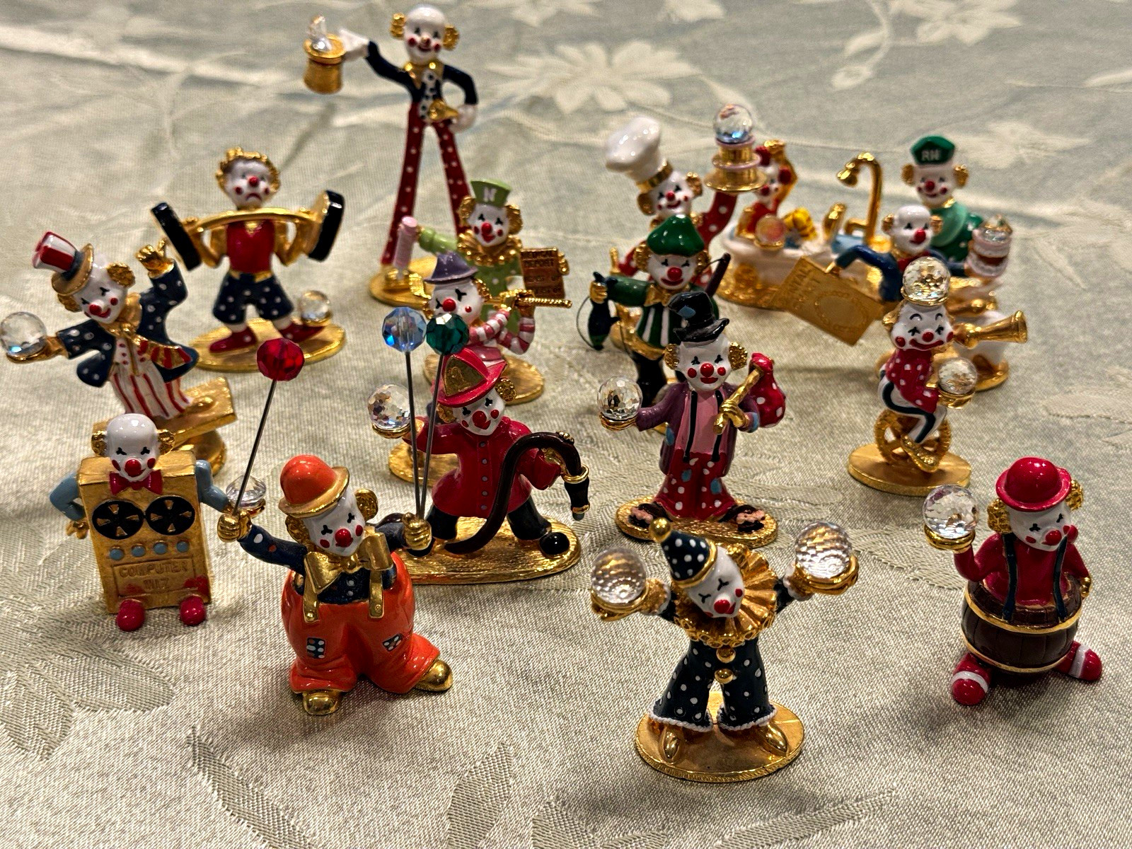 Vintage Spoontiques Pewter Hand-Painted Clown Figurines Lot of 16, 1980\'s Vintage Spoontiques Pewter Hand-Painted Clown Figurines Lot of 16, 1980\'s