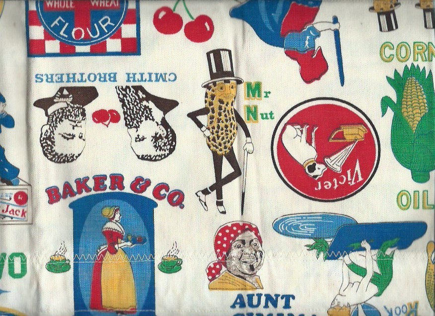 Vnt 70's Retro Kitschy KITCHEN CURTAIN Brand Names cotton cloth Dutch Purina Nut Vnt 70's Retro Kitschy KITCHEN CURTAIN Brand Names cotton cloth Dutch Purina Nut