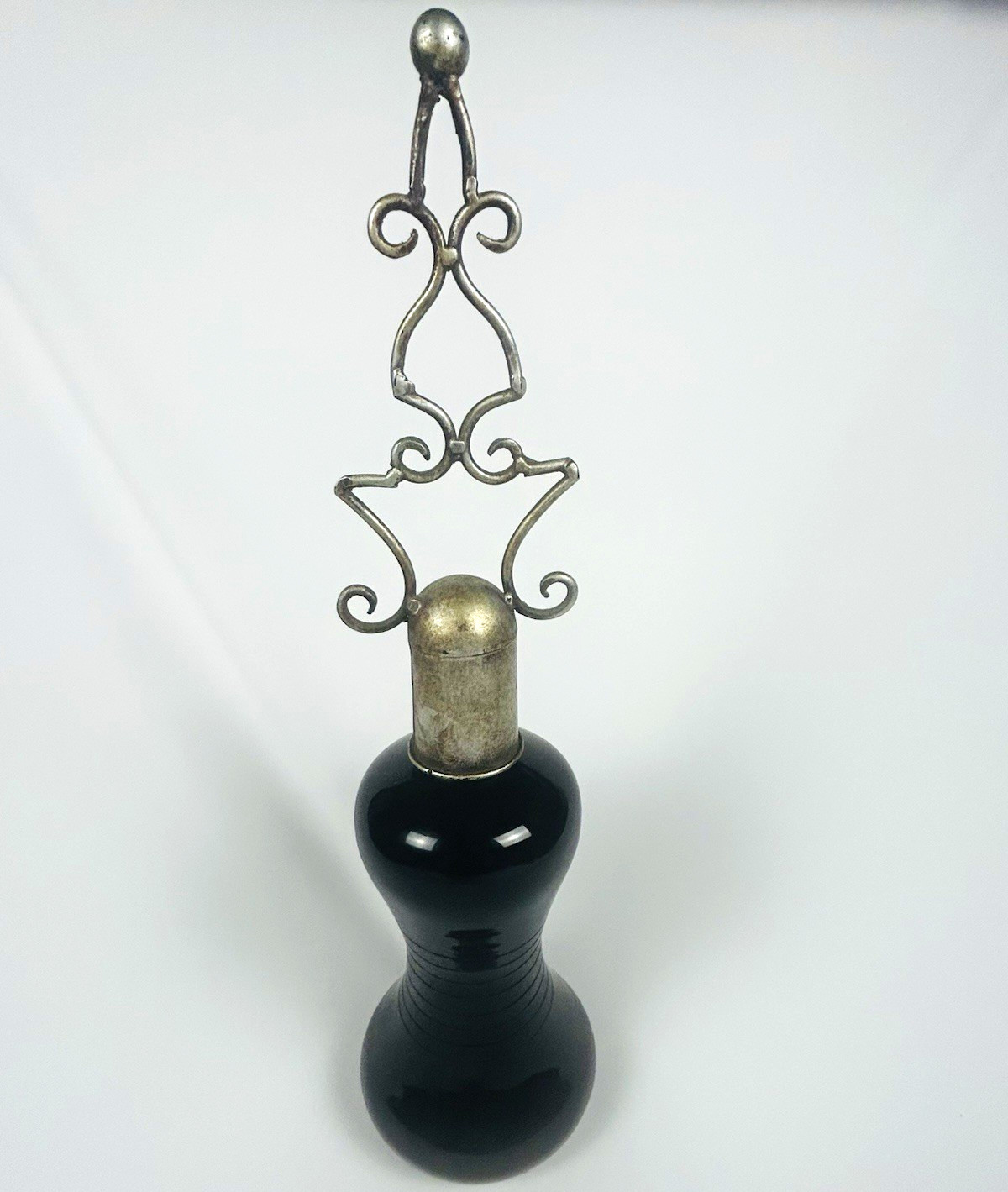 Vintage MCM Black Glass Decanter Genie Bottle 18\