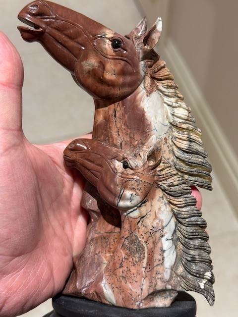 GORGEOUS RARE CHINESE PICTURE (JASPER) STONE HORSEHEAD CARVING