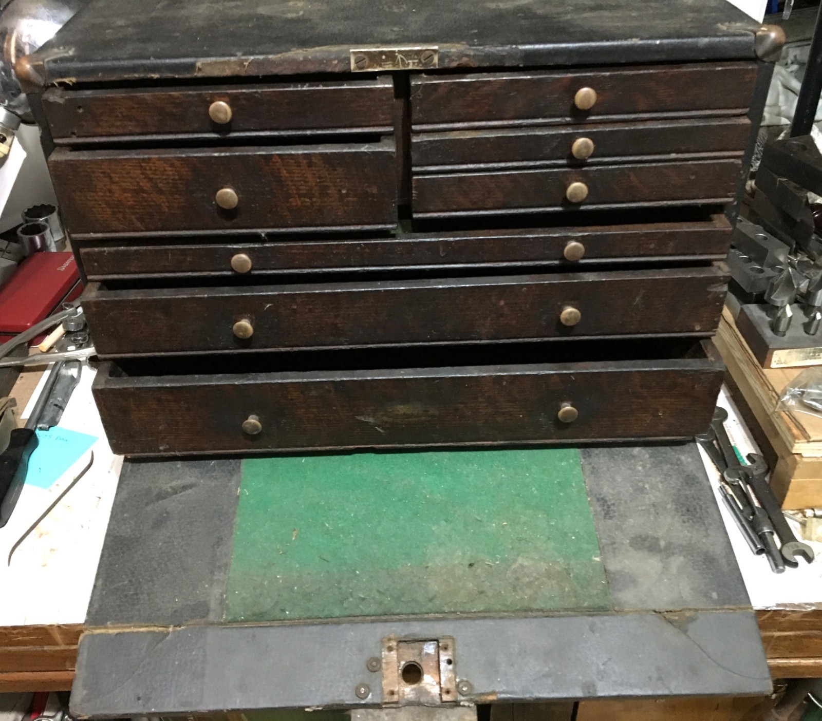 Antique Gerstner Leatherette 1914 Style 31 Machinist Tool Chest 8 Drawer Project