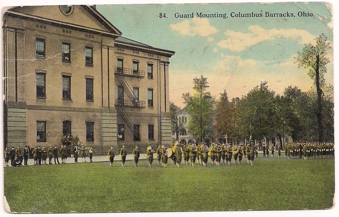 Postcard OH Guard Mounting, Columbus Barracks, Ohio, to DePauw, Indiana c1912 Postcard OH Guard Mounting, Columbus Barracks, Ohio, to DePauw, Indiana c1912