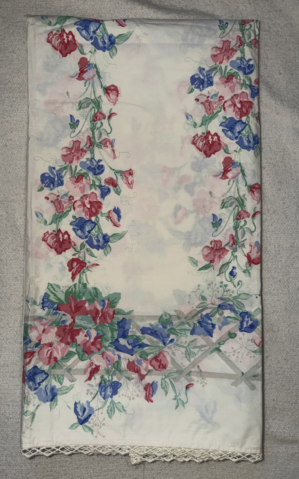 Vintage Laura Ashley Sweet Pea Queen Flat Sheet Unused