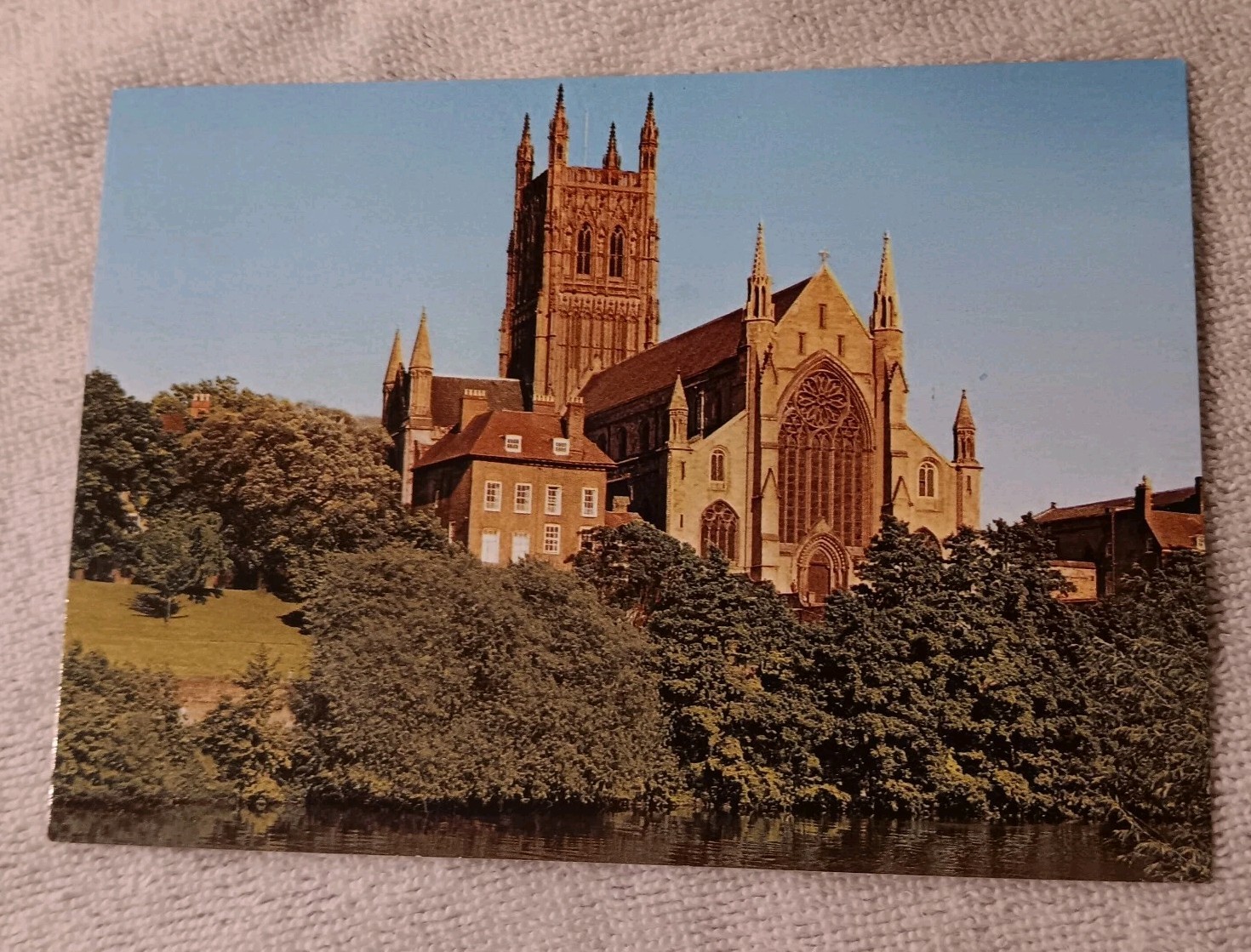 Worcester Cathedral River Severn Vintage Postcard England Unposted Worcester Cathedral River Severn Vintage Postcard England Unposted