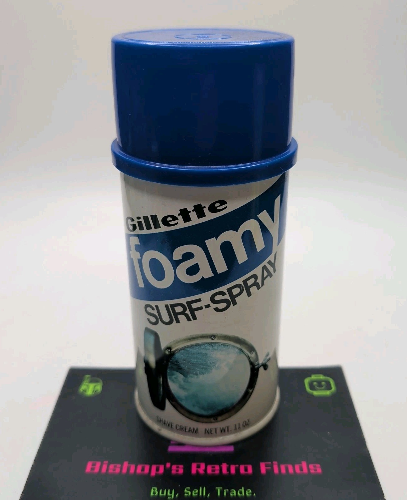 Vtg Gillette Foamy Surf Spray Shave Cream 11oz Collectible Prop Can. Port Hole