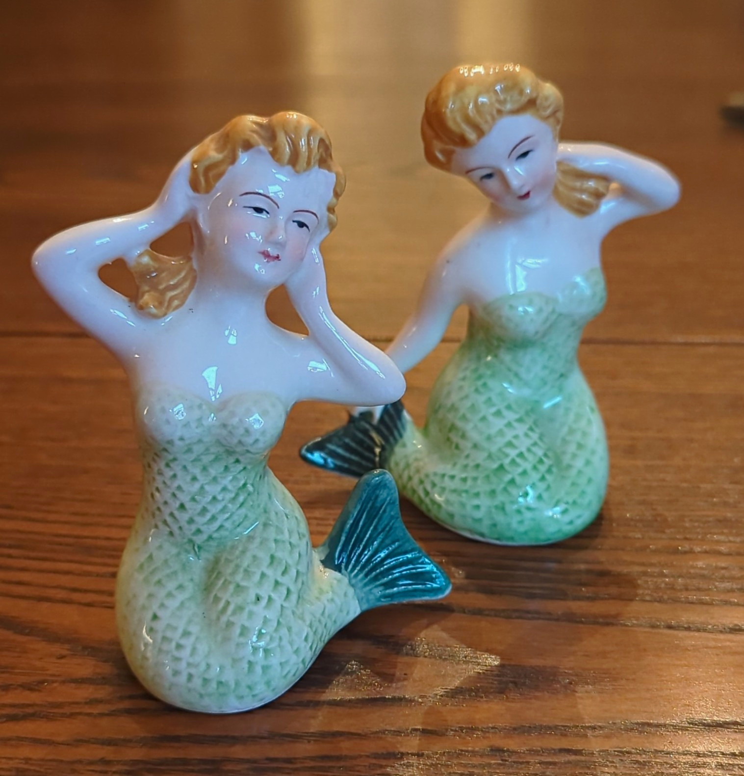 Vintage Relco Mermaid Ceramic Salt & Pepper Shaker Set Height 3.25 in