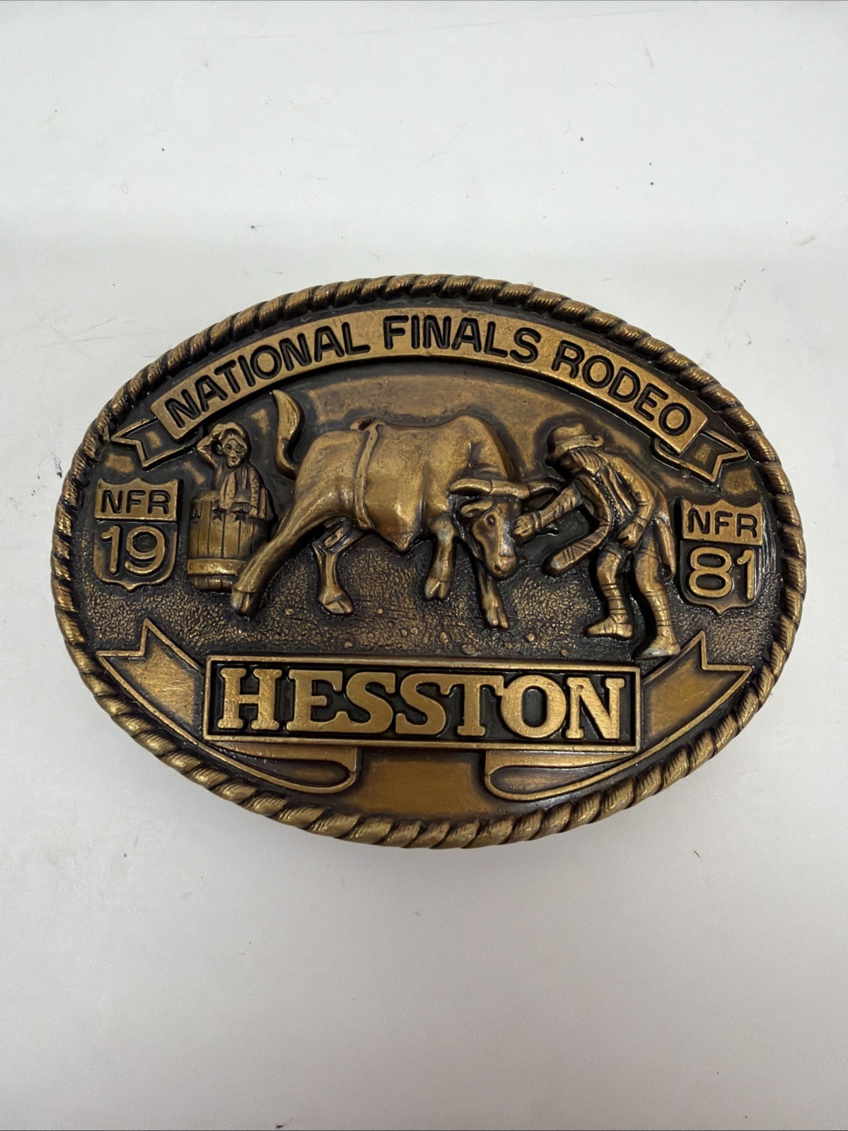 1981 Hesston National Finals Rodeo Belt Buckle Seventh Edition Vintage