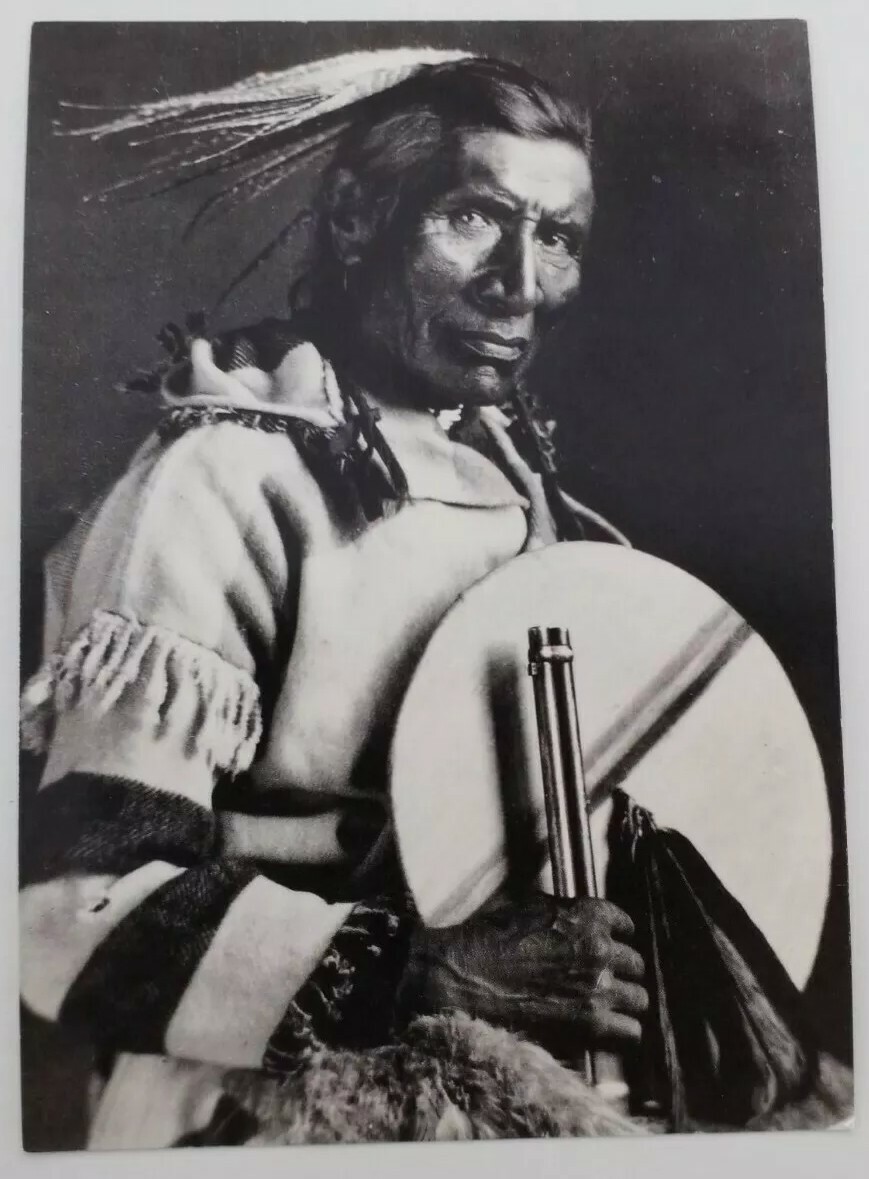 1910 RPPC? Native American Indian Striped Wolf. TJ Hileman Collectible Postcard
