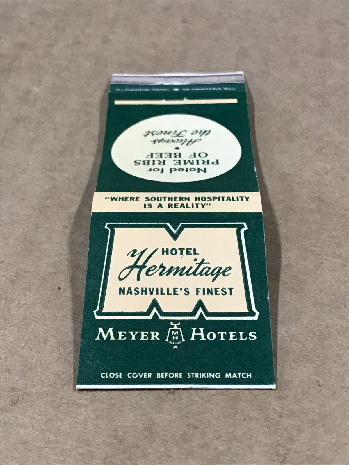 Vintage Hermitage Hotel - Nashville, Tennessee - Matchcover, Matchbook Vintage Hermitage Hotel - Nashville, Tennessee - Matchcover, Matchbook