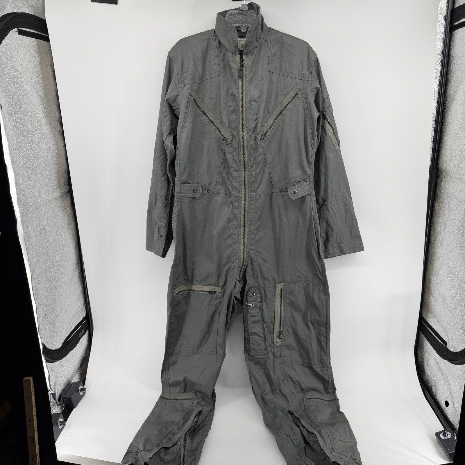 Vintage USAF K-2B Flight Suit Men's MEDIUM Reg Sage Green Coveralls 1969 Vietnam