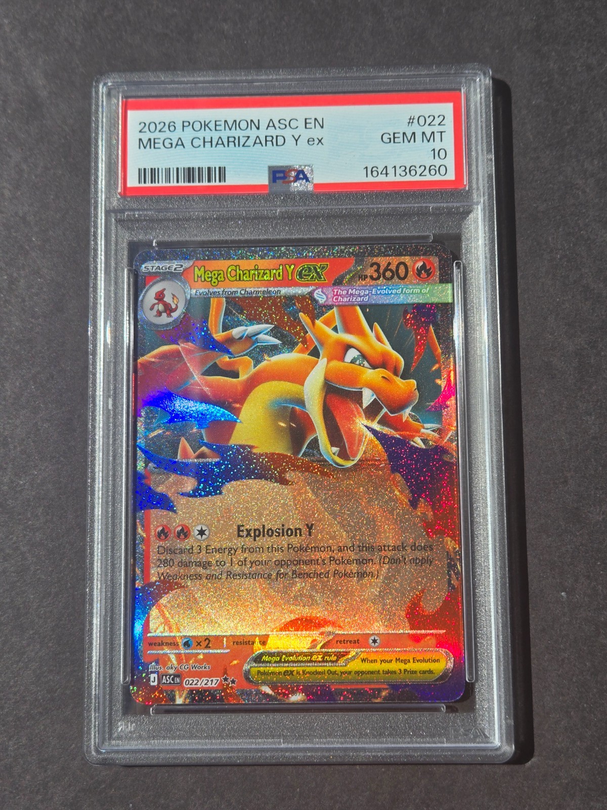 PSA 10 MEGA CHARIZARD Y EX 022/217 - ME: ASCENDED HEROES EN RARE HOLO - GEM MINT PSA 10 MEGA CHARIZARD Y EX 022/217 - ME: ASCENDED HEROES EN RARE HOLO - GEM MINT