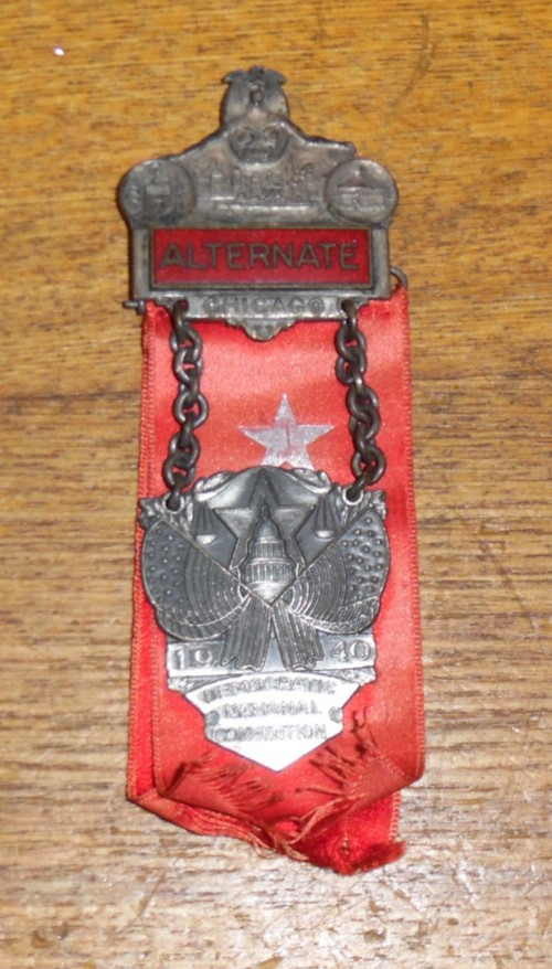 Bastian Bro 1940 Democratic National Convention Ribbon Medal Chicago  Alternate