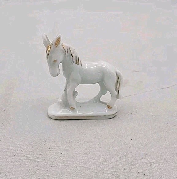Vtg Mini Donkey on Stand Porcelain Figurine 2.25 Vtg Mini Donkey on Stand Porcelain Figurine 2.25
