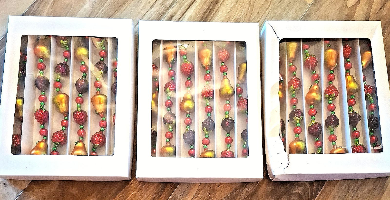 LOT 3 Vintage Christopher Radko Blown Glass Fruit Della Robbia Garlands #B04317