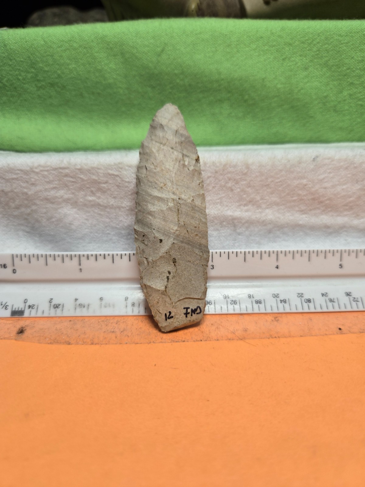 Authentic fine Paleo lance made of banded chert from Grant co Ind. Authentic fine Paleo lance made of banded chert from Grant co Ind.