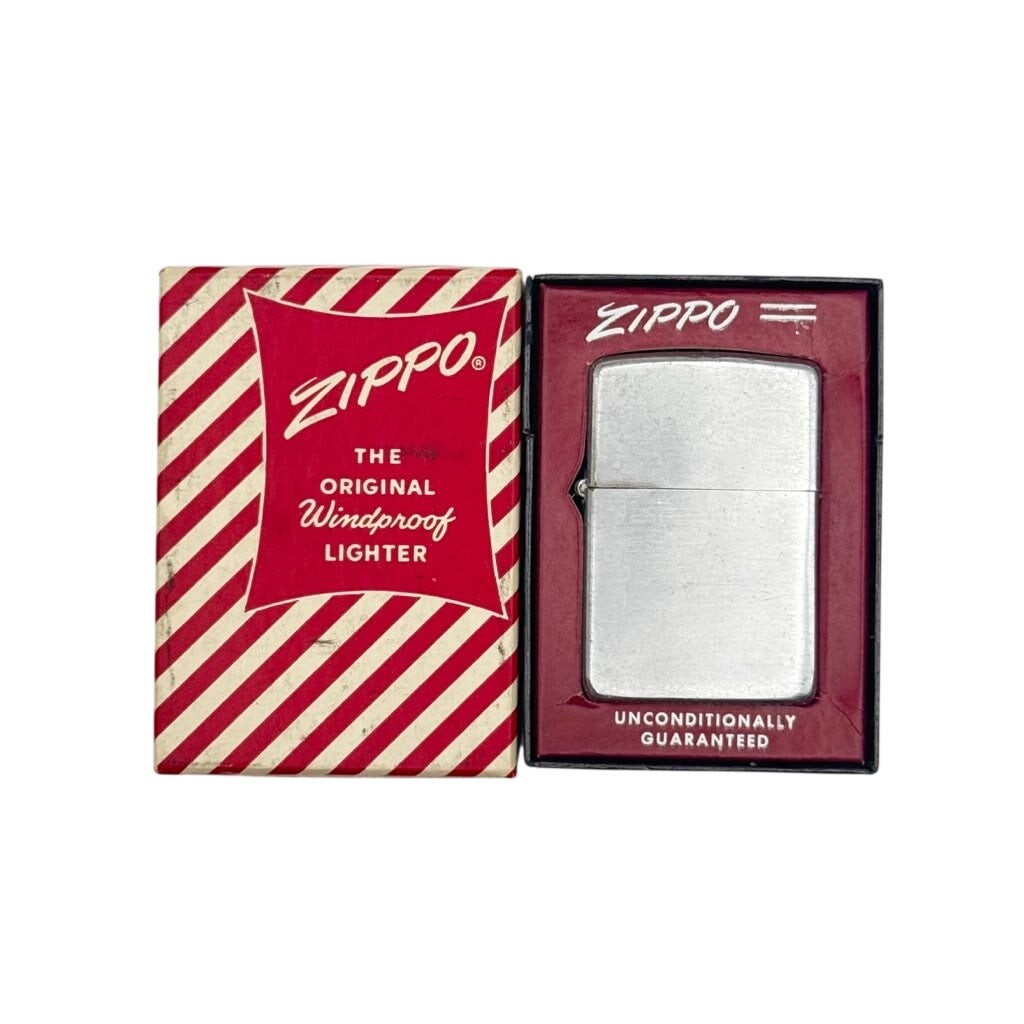 1952 Zippo No. 200 Brush Finish PAT 2032695 Windproof Pocket Lighter with Box