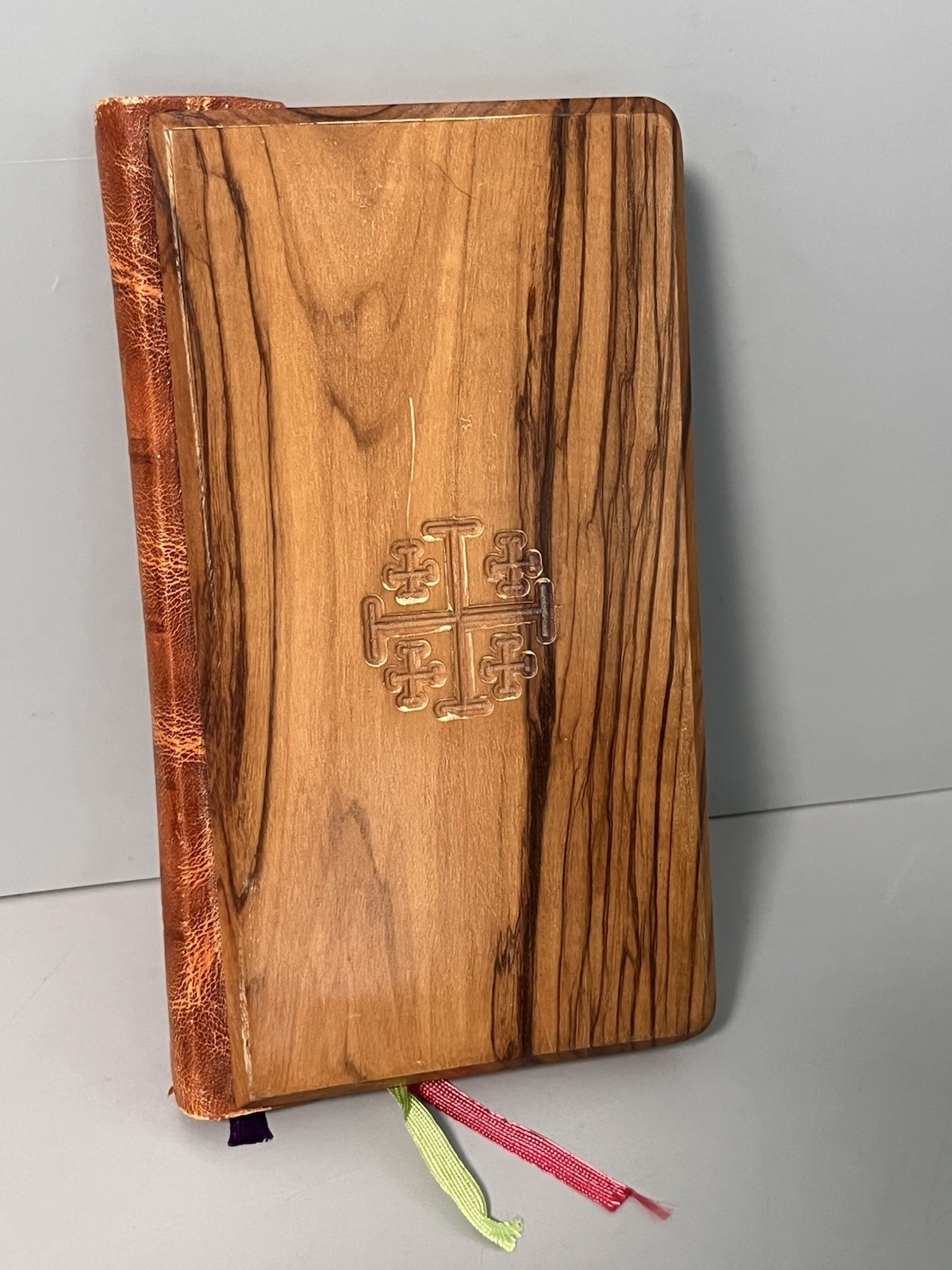 Vtg Sunday Missal - 1955 w/ Olive Wood, Leather Cover - Belgium- Bethlehem