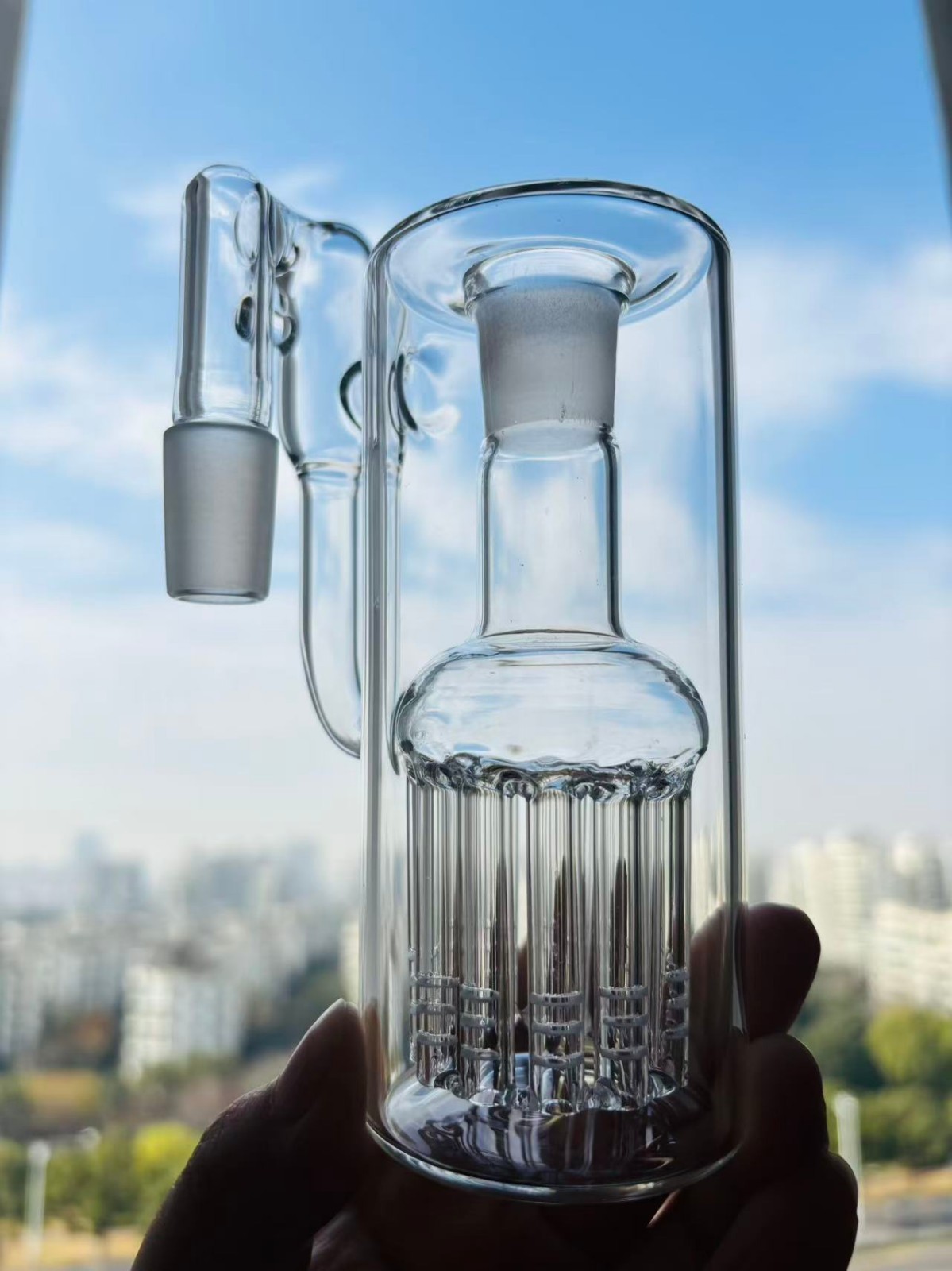 dry ash catcher 18MM Multiple tree branches bong 90 degrees glass recycle rig