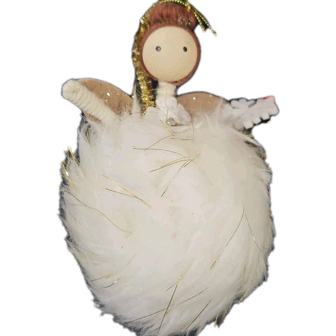 Ashland Christmas NOËL Holiday Feather Angel Ornament 5.5inches White with Gold Ashland Christmas NOËL Holiday Feather Angel Ornament 5.5inches White with Gold