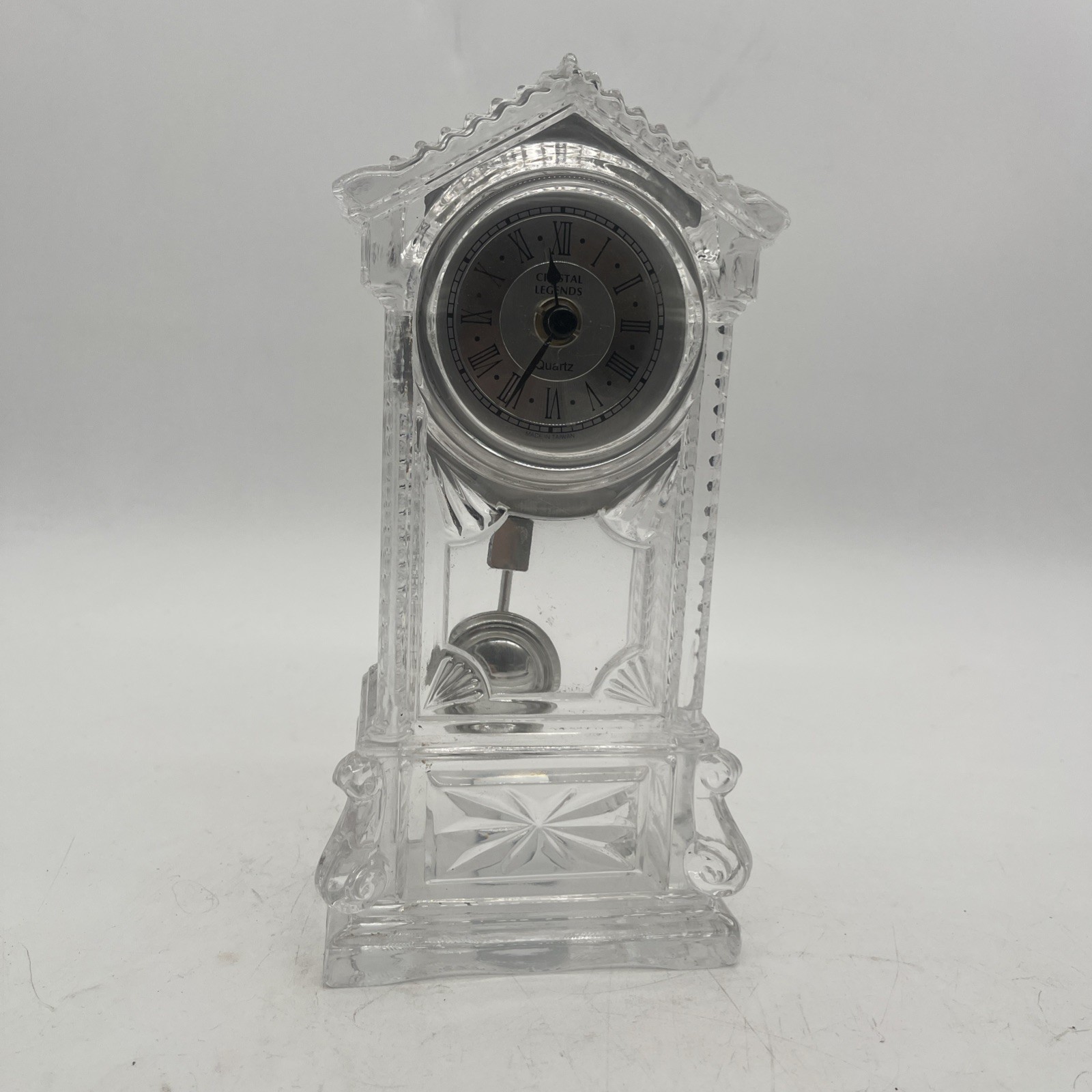 VTG Shannon Quartz Crystal Mantel Clock Clear Lucite Acrylic Pendulum - Working VTG Shannon Quartz Crystal Mantel Clock Clear Lucite Acrylic Pendulum - Working