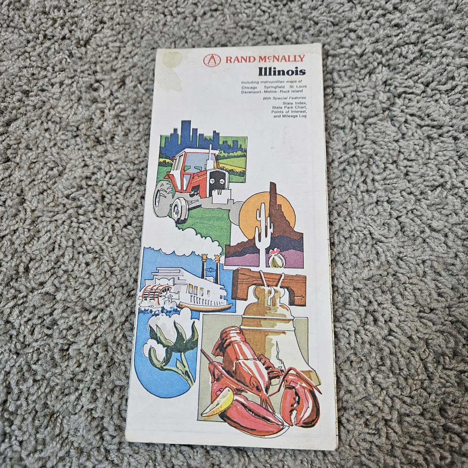 Rand McNally Vintage Illinois Map 60's 70's Rand McNally Vintage Illinois Map 60's 70's
