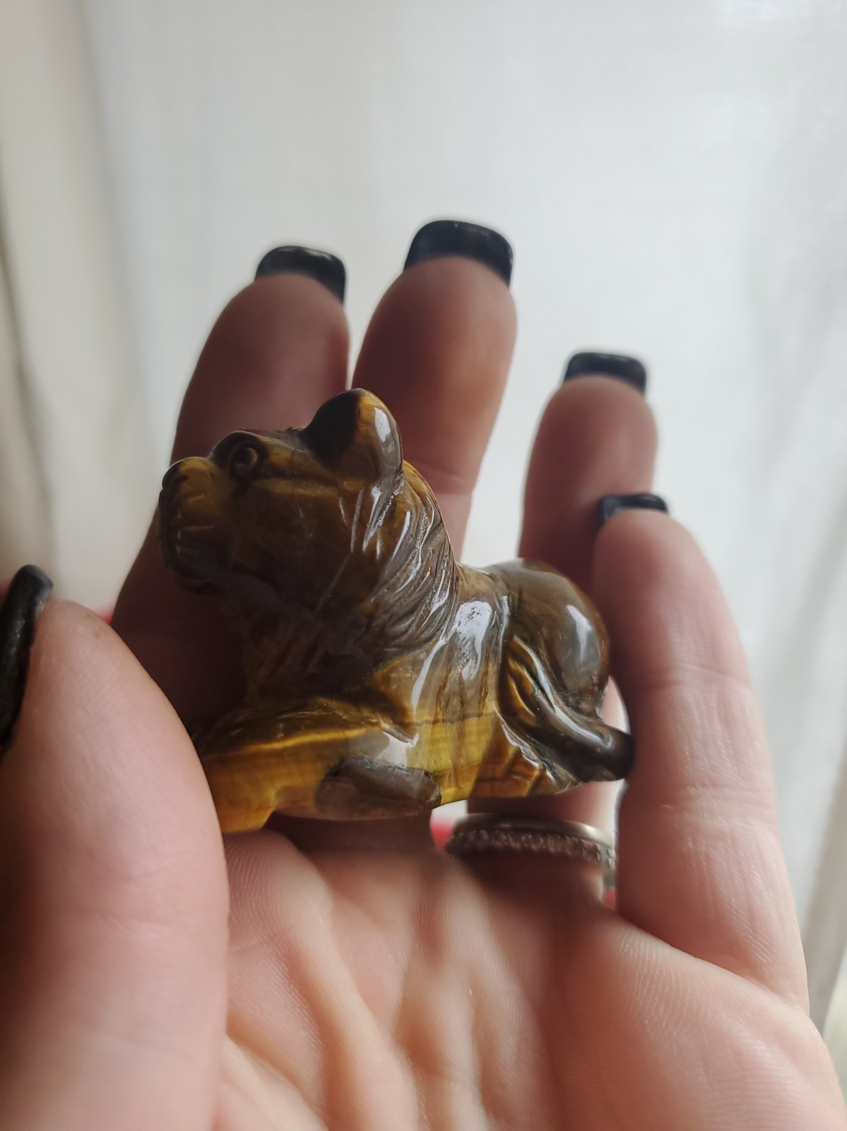 Carved Tigers Eye Lion Crystal Figure Carved Tigers Eye Lion Crystal Figure