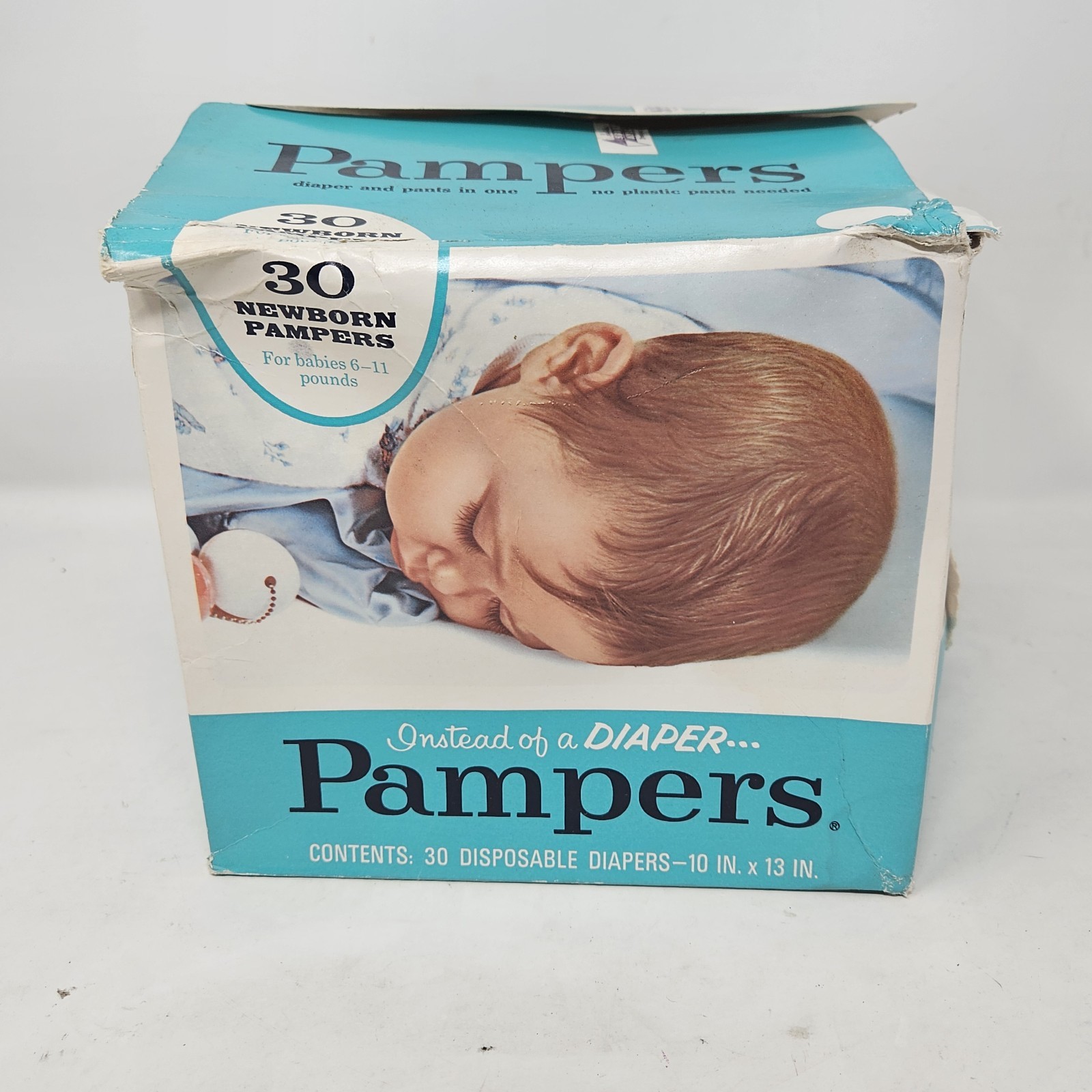 VTG 1960s Original Pampers Newborn Diapers 30 Pk RARE New Open Box 60s Pin Prop