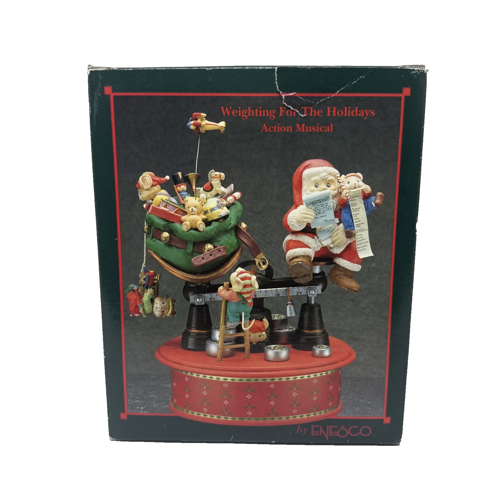 Enesco 1993 Weighting for the Holidays Animated Musical Figurine Works Christmas