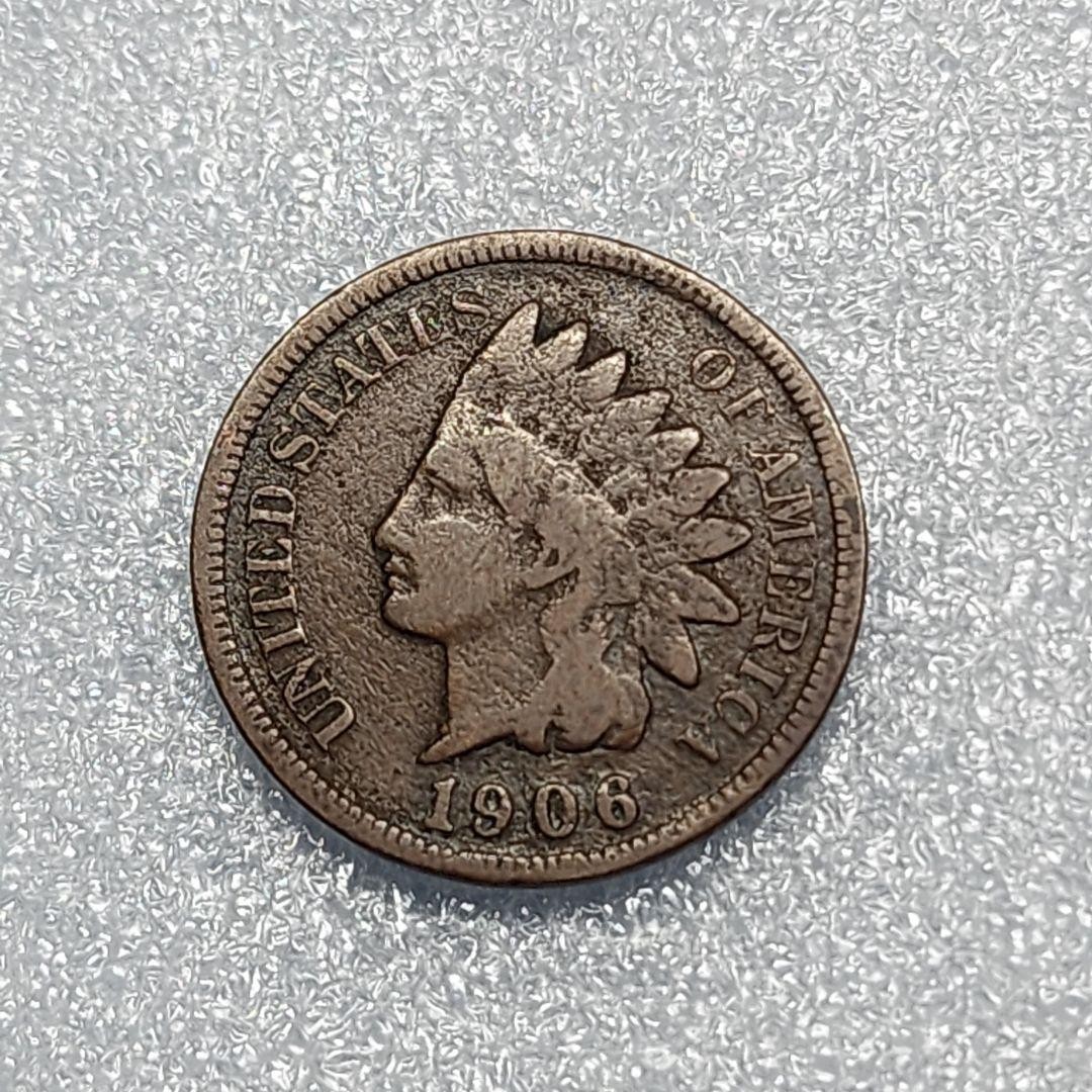 1906 US Indian Head 1¢ Coin, Vintage Old Copper Collectible, Nice Condition