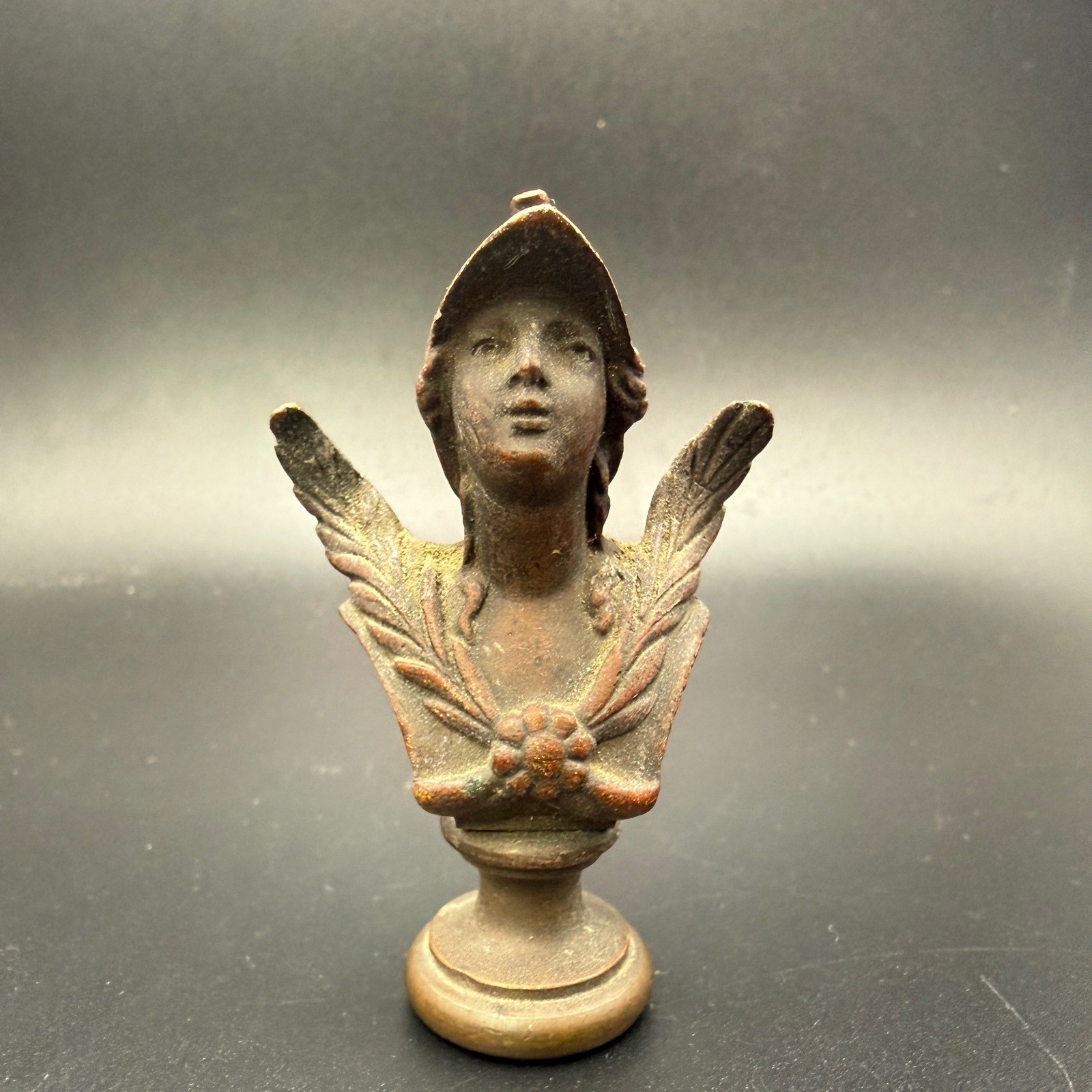 Antique Victorian Bronze Wax Seal Stamp Winged Goddess Bust Victory Athena 2.5\